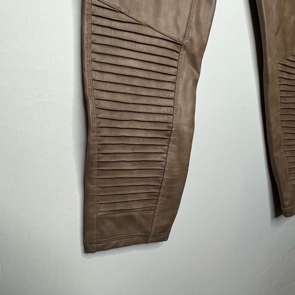 NWT 7 For All Mankind Tan Faux Leather Moto Pants Size Large - Picture 5 of 8